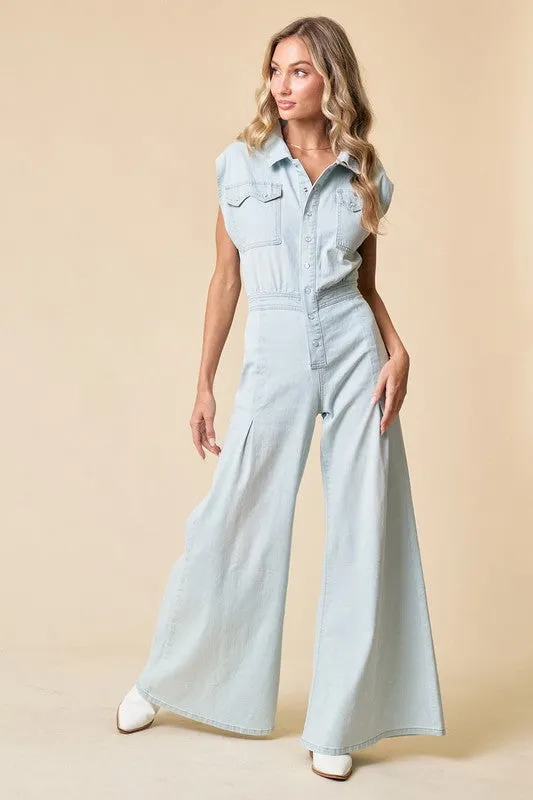 Talk to Me Texas Denim Jumpsuit