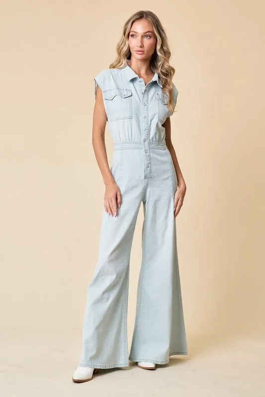 Talk to Me Texas Denim Jumpsuit