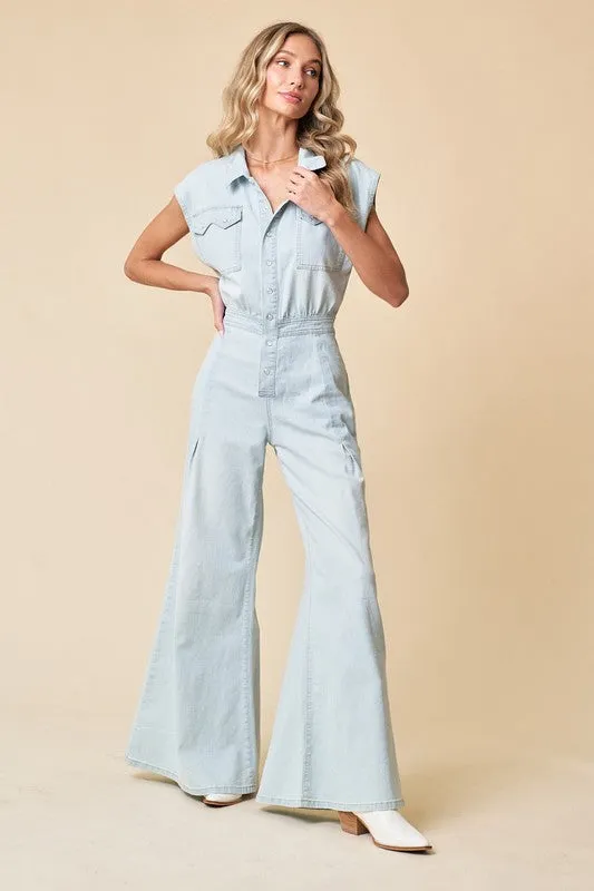 Talk to Me Texas Denim Jumpsuit