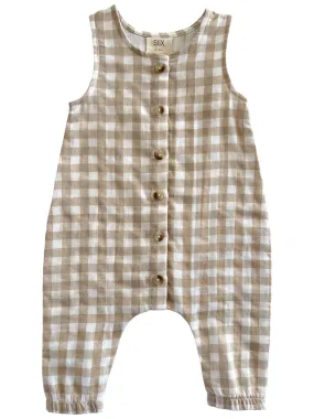 Tan Gingham / Organic Bay Jumpsuit