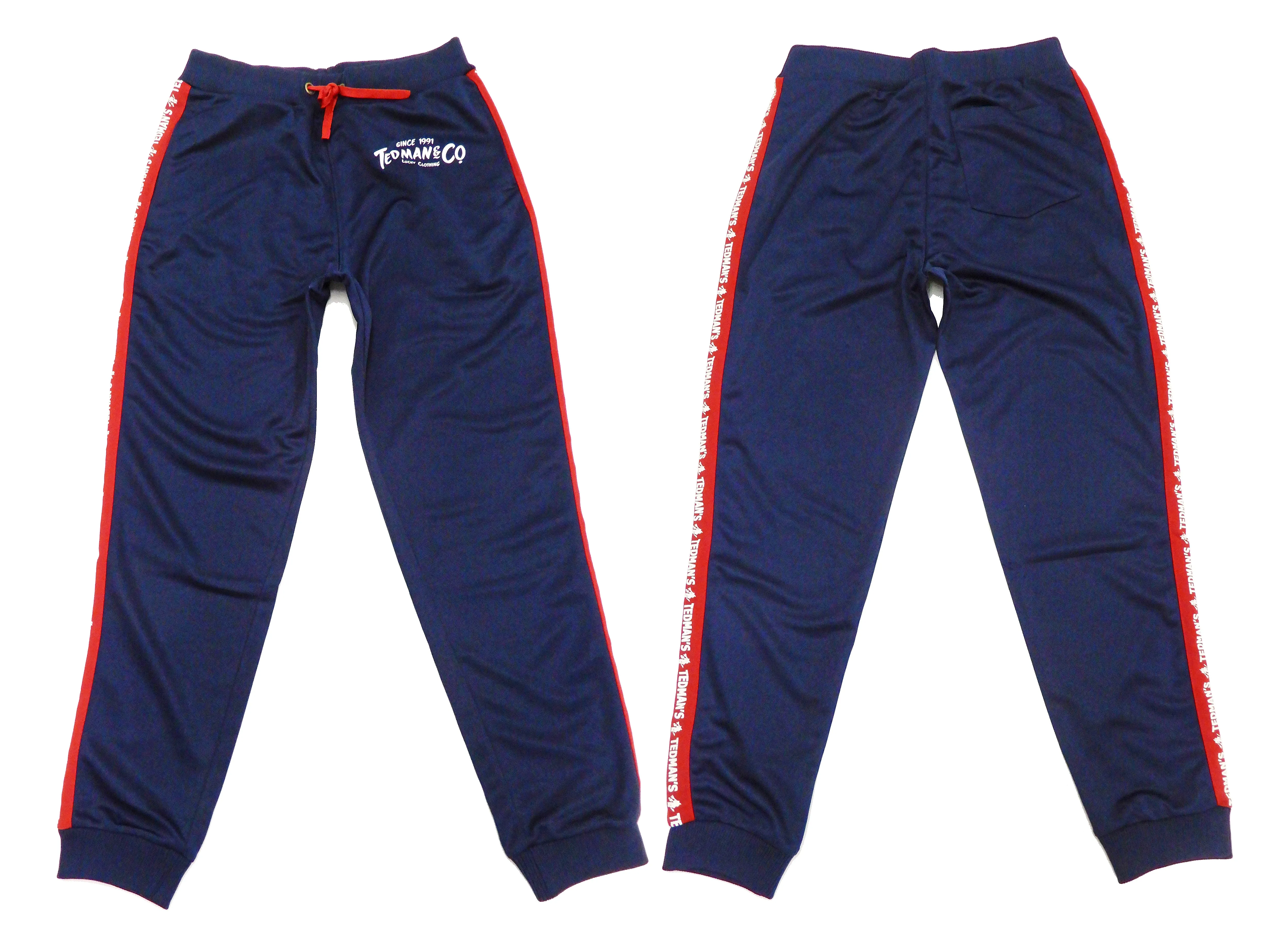 Tedman Men's Casual Tricot Tracksuit 2-piece Set with Lucky Devil Graphic TJSET-100 Dark-Blue