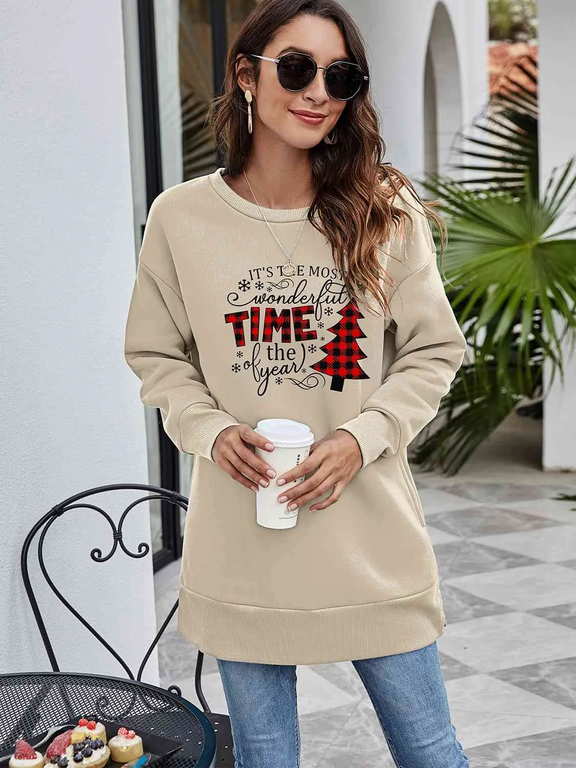 TEEK - Christmas Tree Time Drop Shoulder Sweatshirt