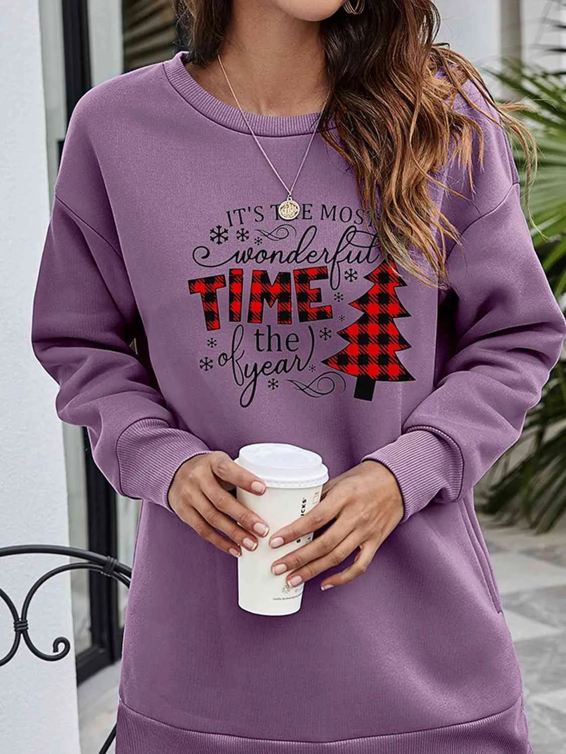 TEEK - Christmas Tree Time Drop Shoulder Sweatshirt