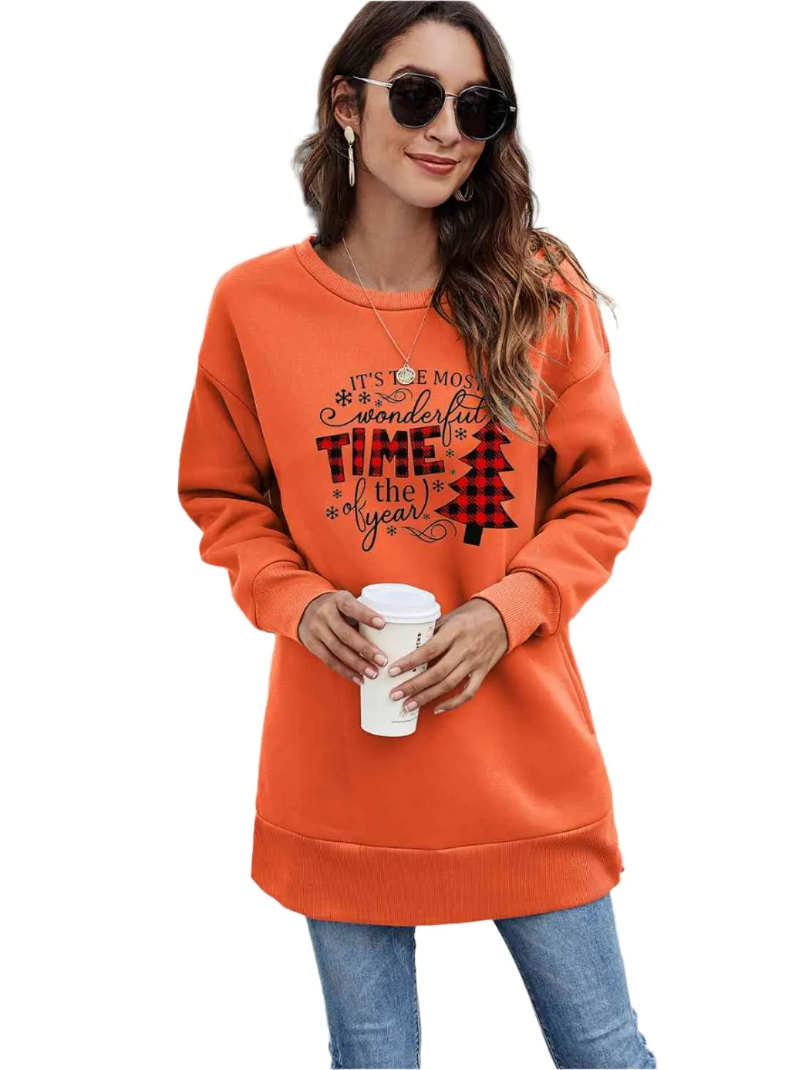 TEEK - Christmas Tree Time Drop Shoulder Sweatshirt