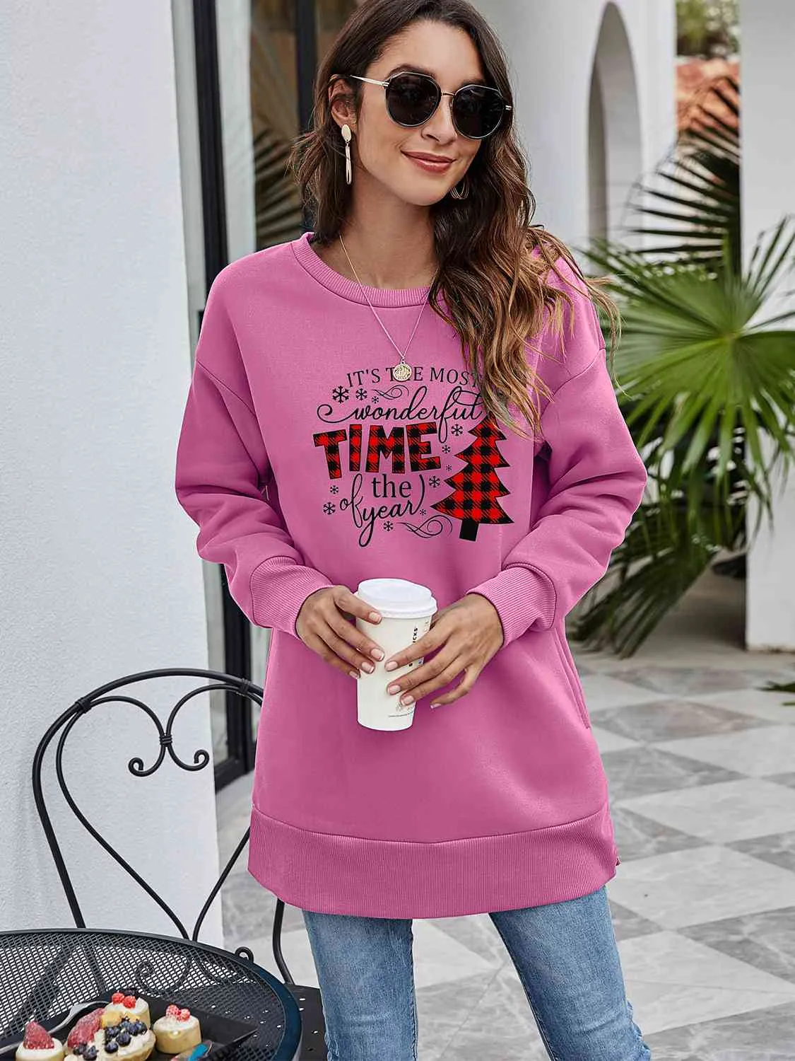 TEEK - Christmas Tree Time Drop Shoulder Sweatshirt