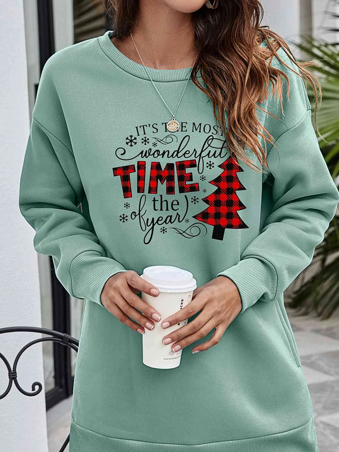 TEEK - Christmas Tree Time Drop Shoulder Sweatshirt