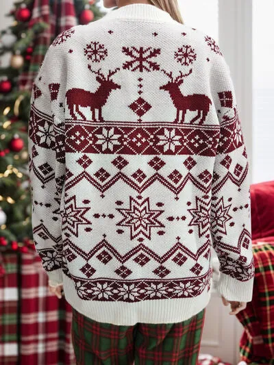 TEEK - Contrast Snowflake Long Sleeve Sweater