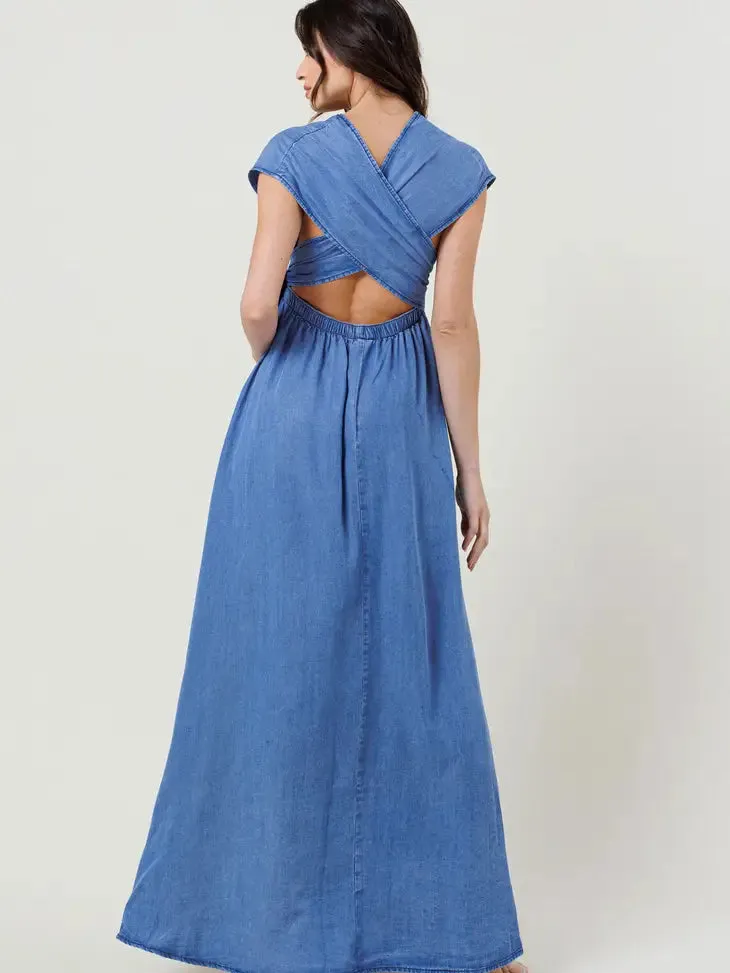 Tencel Cut Out Maxi Wrap Dress