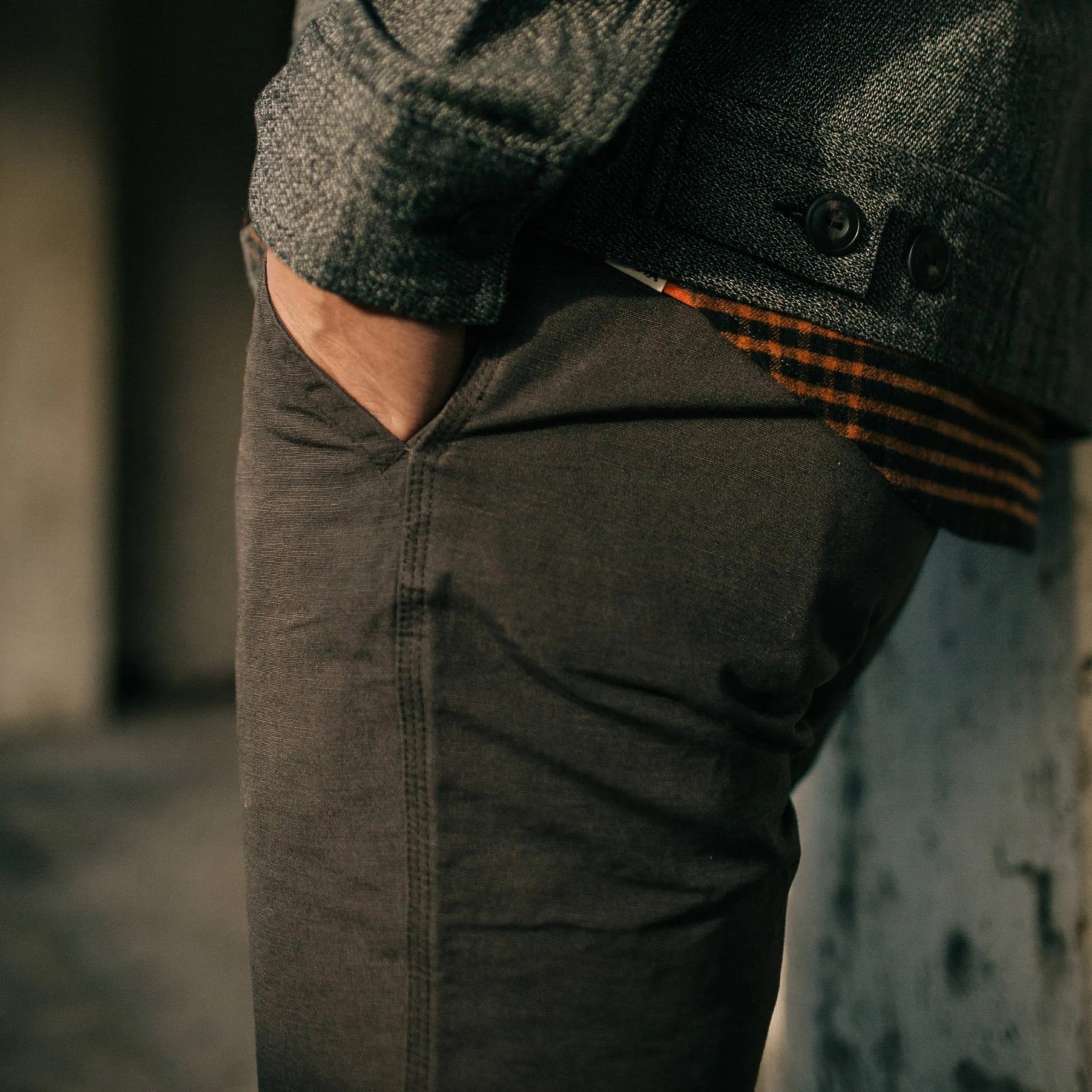 The Morse Pant in Dark Charcoal Slub