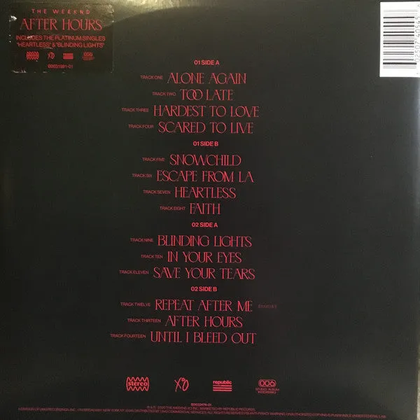 The Weeknd - After Hours (2xLP, Album, Ltd, Gol) (M)