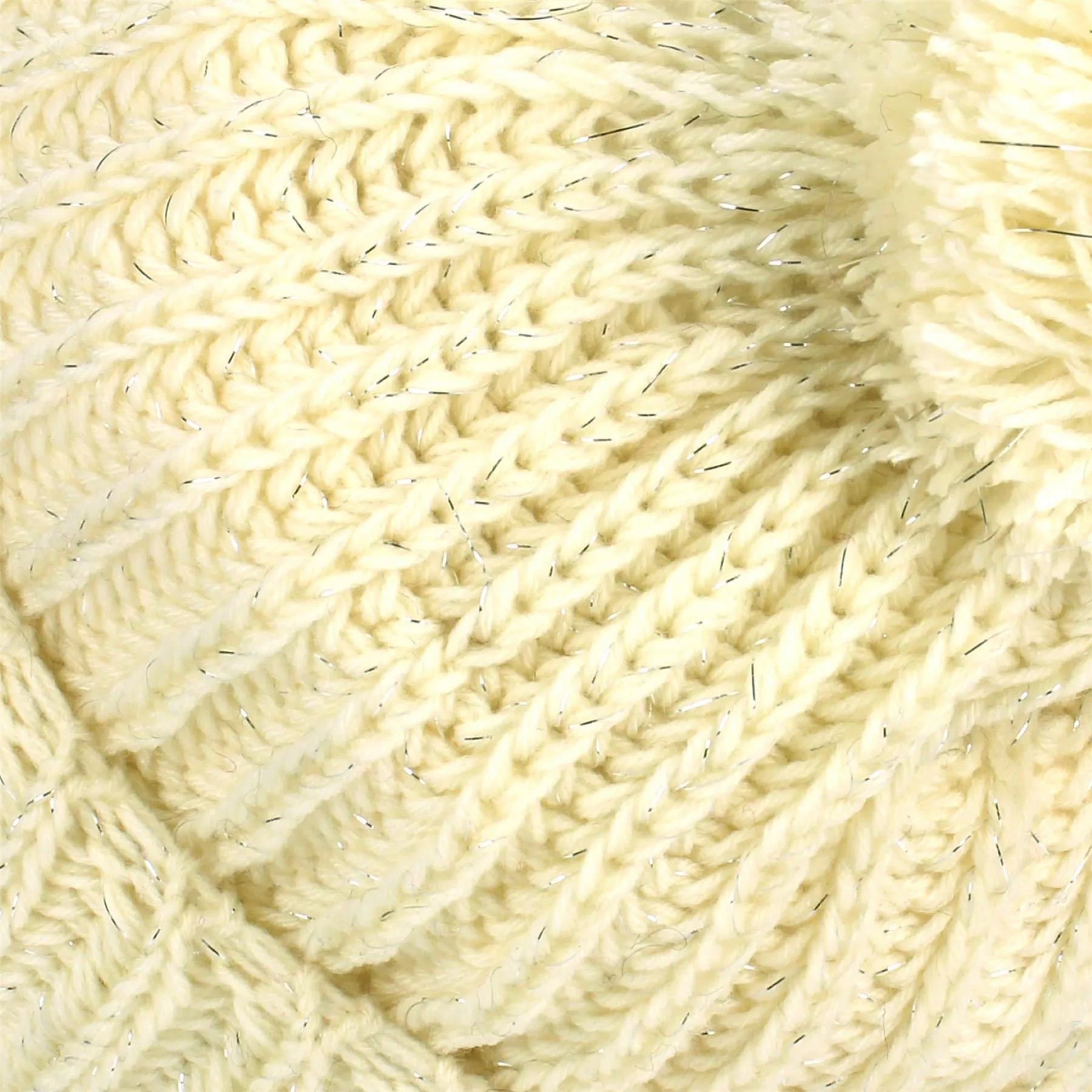 Tinsel Bobble Beanie Hat - Cream