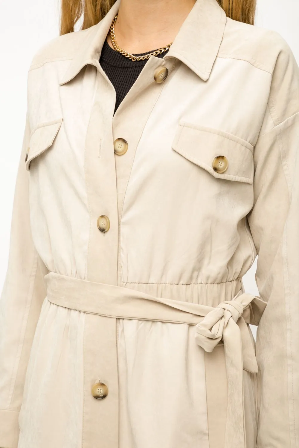 Tonal Trench Coat - Beige