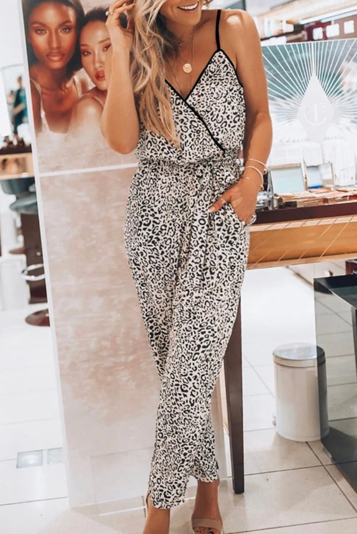 V Neck Casual Wrap Jumpsuit