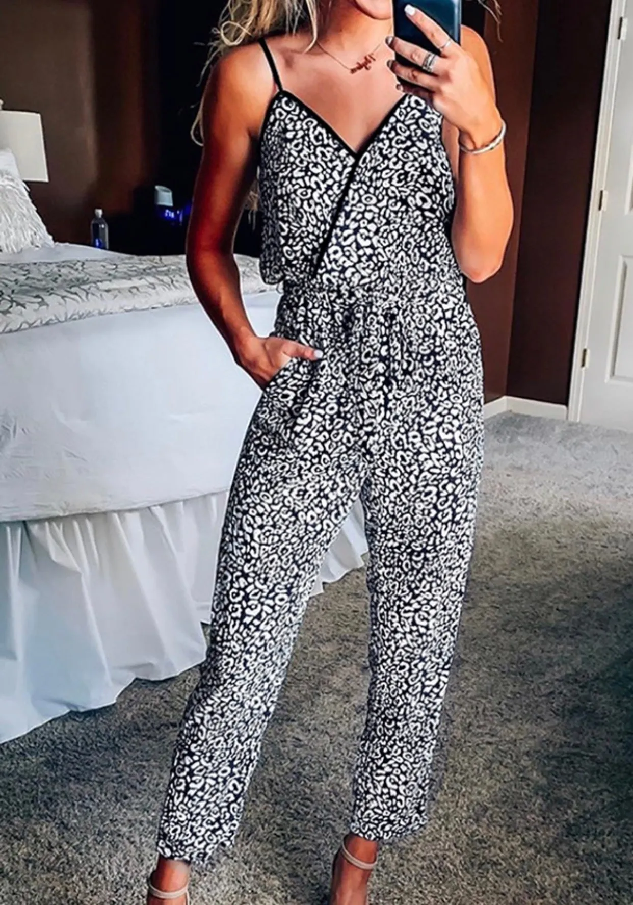 V Neck Casual Wrap Jumpsuit