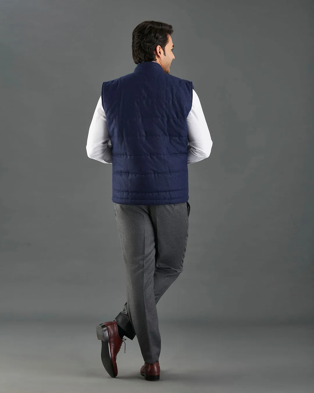 VBC Navy Flannel Quilted Gilet / Vest