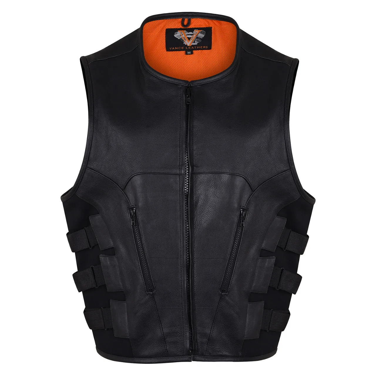 VL904 Vance Leather Men's Premium Leather 'Commando' Tactical Style Vest