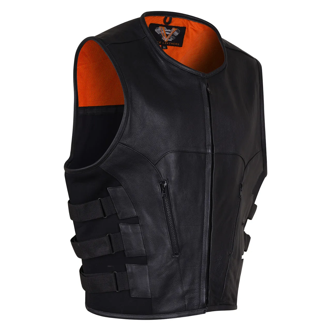 VL904 Vance Leather Men's Premium Leather 'Commando' Tactical Style Vest