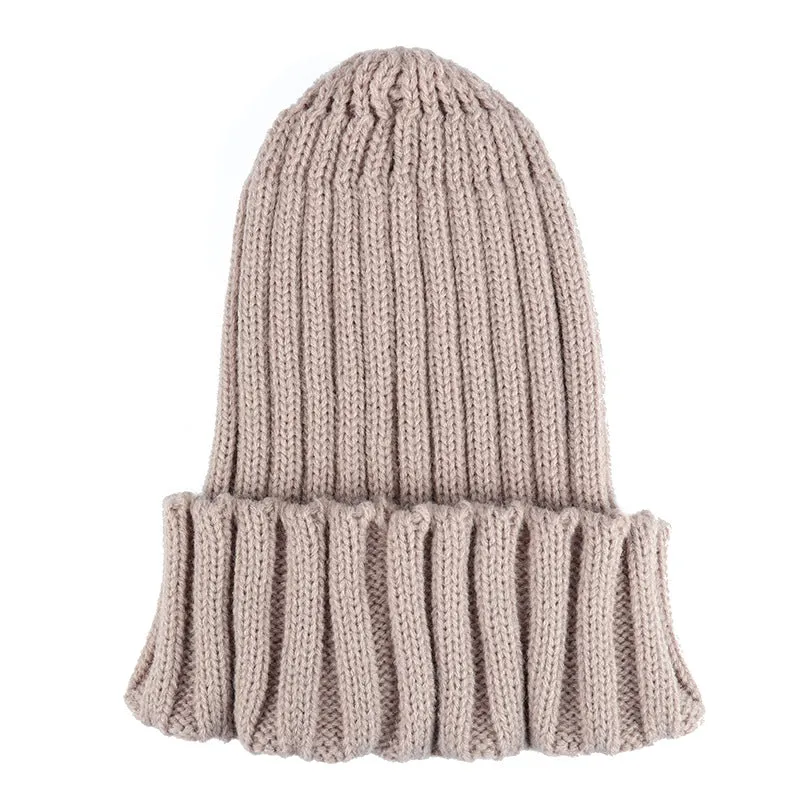 Warm Knitted Beanies Solid Color Retro Knitting Winter Autumn Women Hat Bonnet Ladies Girls Hats Winter Beanie Cap