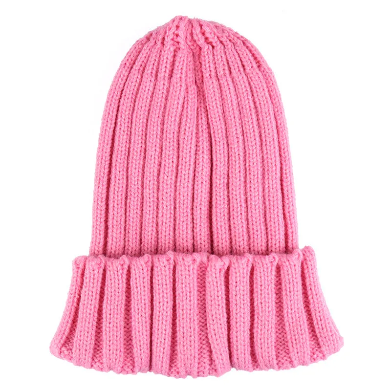 Warm Knitted Beanies Solid Color Retro Knitting Winter Autumn Women Hat Bonnet Ladies Girls Hats Winter Beanie Cap