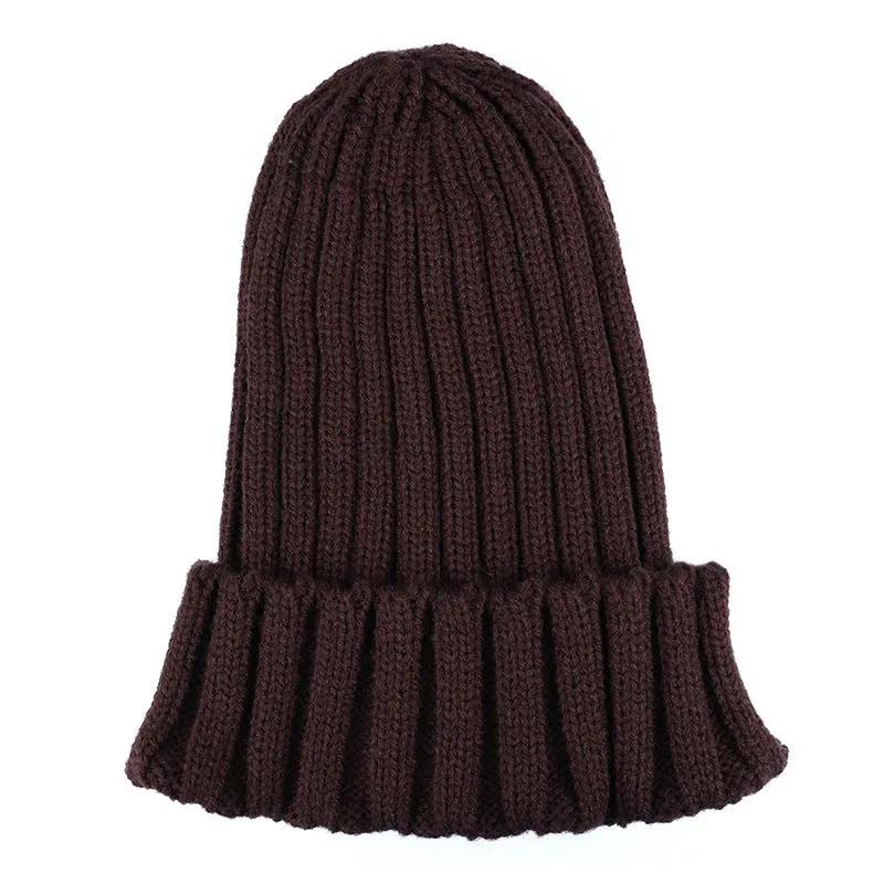 Warm Knitted Beanies Solid Color Retro Knitting Winter Autumn Women Hat Bonnet Ladies Girls Hats Winter Beanie Cap