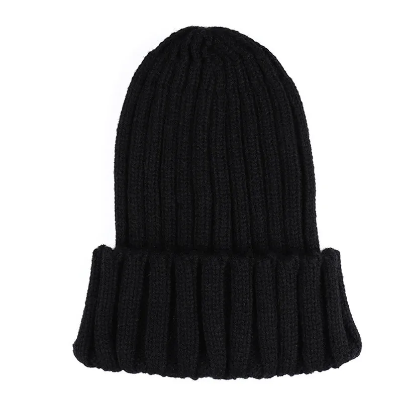 Warm Knitted Beanies Solid Color Retro Knitting Winter Autumn Women Hat Bonnet Ladies Girls Hats Winter Beanie Cap