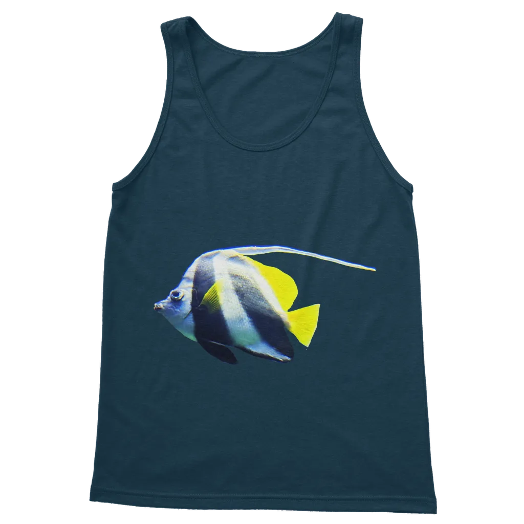 White Black Fish Stripe Classic Adult Vest Top