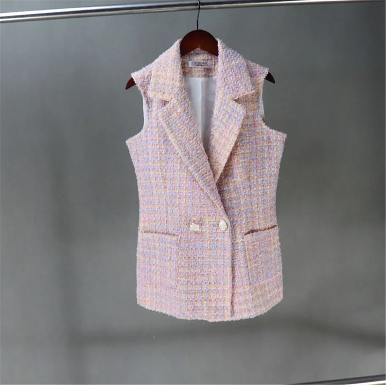 Women's Vest Gilet CUSTOM MADE Checked Pattern Tweed