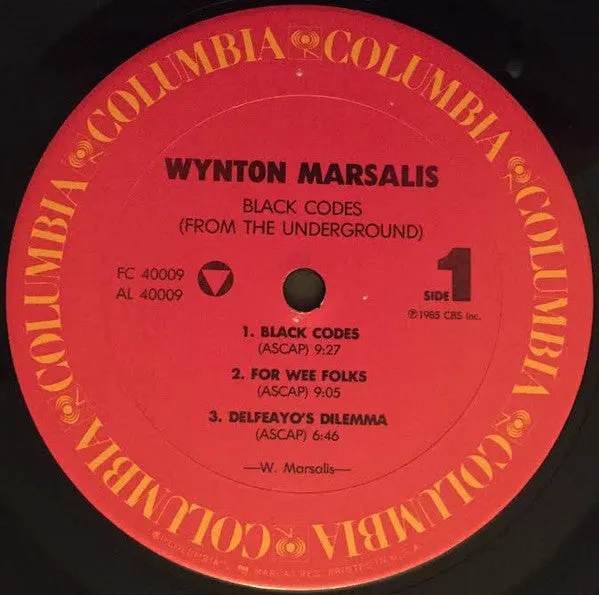 Wynton Marsalis - Black Codes (From The Underground) (LP, Album, Car) (VG )