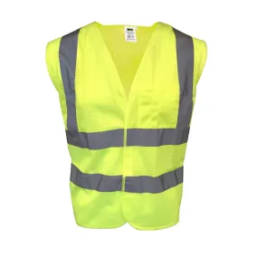 Yellow Type R, Class II, Yellow Mesh Safety Vest, Reflective High-Visibility