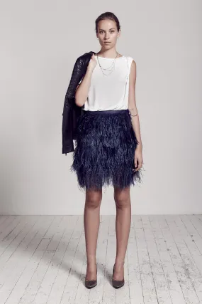 Yvette Skirt in Blueberry Ostrich Feathers